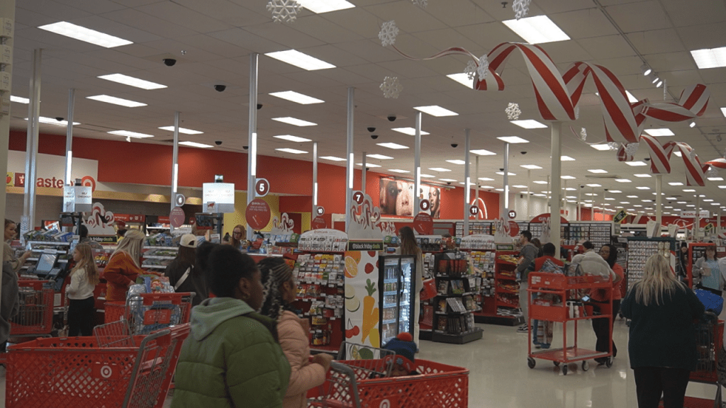 Target checkout line during Black Friday shopping